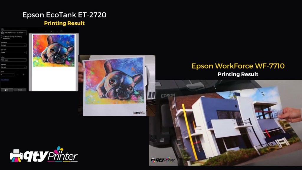 Comparison of the Epson WorkForce 7710 and Epson EcoTank ET-2720 printing result