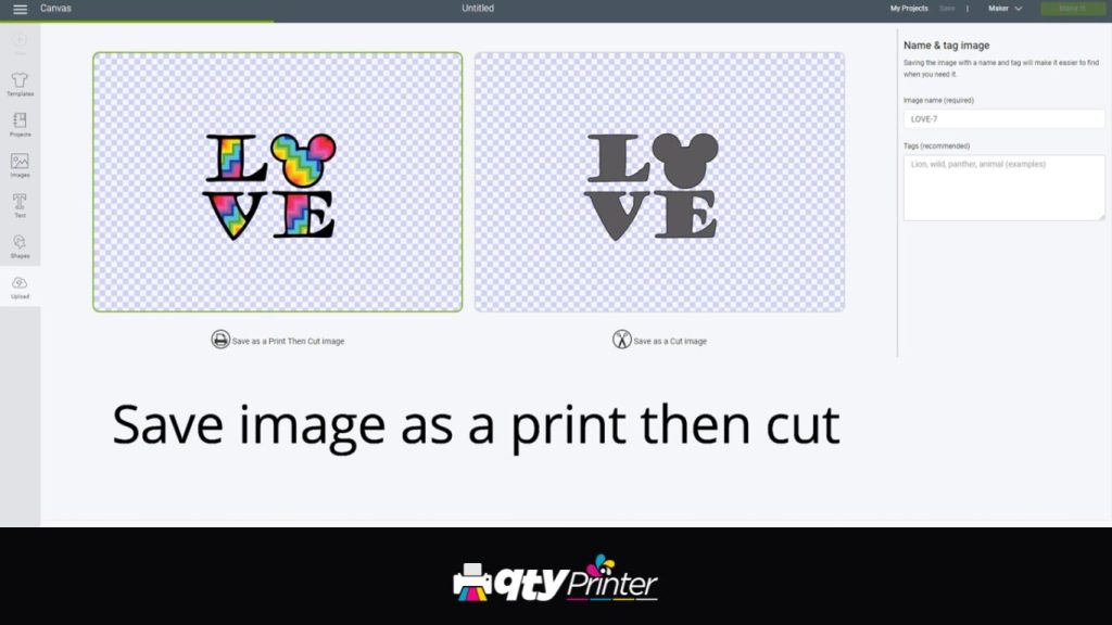 you save your image as a print, then cut that image